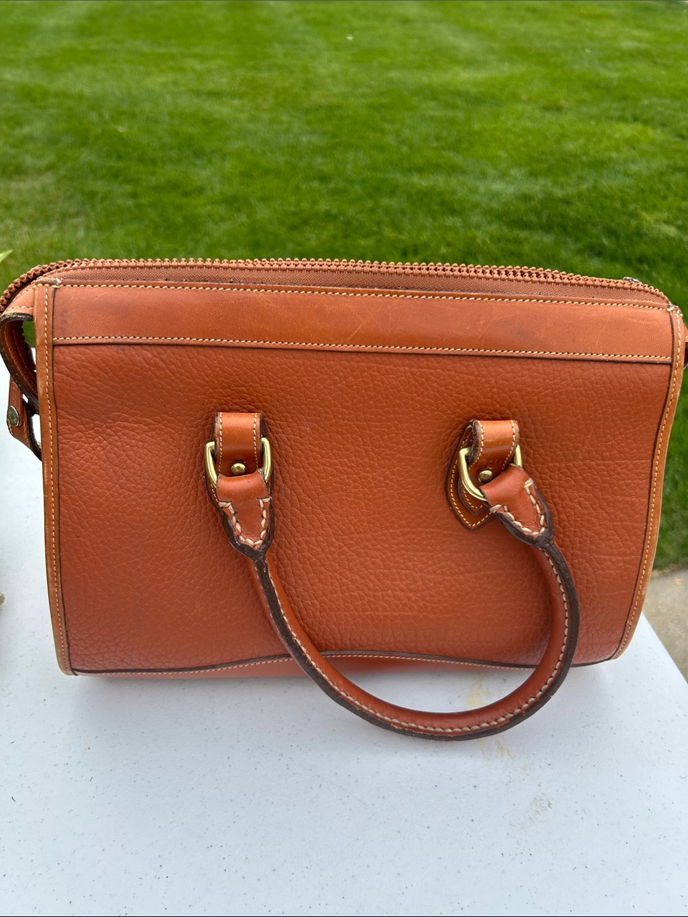 Dooney & Bourke Pebble Leather Satchel — Cognac Brown - Picture 3 of 8